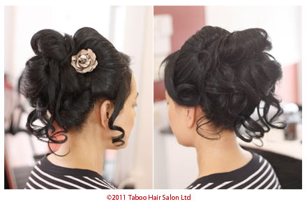 Hairup design with long black hair